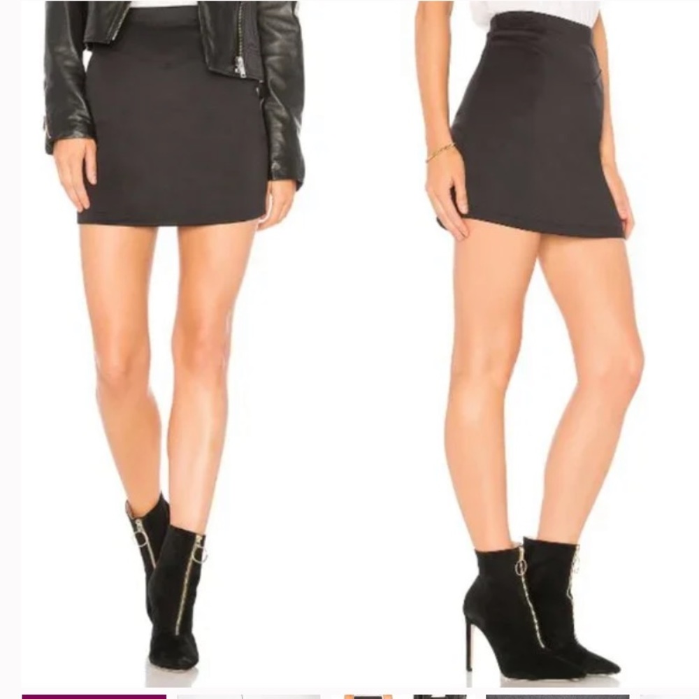 Free People Black Ponte Knit Classic Mini Skirt W-405 Sz S